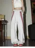 Pantalones deportivos unisex de pierna recta estilo high street americano 2026, marca de moda estampada, corte holgado con tres rayas, pantalones deportivos casuales