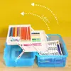 Caixa de Ferramentas de Arte Transparente Grande 671, Caixa de Armazenamento de Plástico Portátil de Três Camadas para Caligrafia, Guache e Nail Art