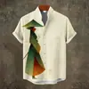 Comércio Exterior Nova Camisa de Praia Masculina Primavera e Verão 2025 Camisa Havaiana Estampada de Manga Curta Gola Alta E-commerce Transfronteiriço