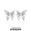 Brincos Populares de Resina Borboleta Líquida do Xiaohongshu para Mulheres, Estilo de Luxo Nicho de Ponta com Cravação de Zircônia, Brincos Minimalistas