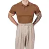 Popular Transfronterizo Talla Europea Talla Grande Manga Corta Tejido Camisa Polo para Hombre Solapa Ligera Madura Camiseta de Negocios Verano Fábrica Venta al por Mayor