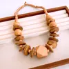 Estilo Étnico Cuentas de Madera Concha de Coco Colgante de Cuentas Facetadas Collar de Cadena para Suéter de Moda Versátil Retro Collar Simple de Nicho