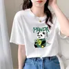 Camiseta Feminina de Manga Curta em Seda de Leite Estilo Coreano Solta Ins Versátil Tendência Estampada Solta Efeito Emagrecedor Tops para Mulheres