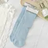 Calcetines de Bloques de Color para Mujer, Calcetines Finos de Doble Capa con Volantes de Media Pantorrilla para Primavera y Verano, Calcetines Holgados Transpirables de Malla Hueca Estilo Japonés