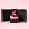 Regalo de San Valentín Collar de Proyección Joyería Caja de Regalo Oso Enamorado Rosa Puerta Doble Rosa Flor Eterna Hecho a Mano