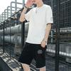 Verano Nuevo Traje Deportivo Casual para Hombre Algodón Puro Camiseta de Manga Corta Shorts Conjunto Completo de Ropa Deportiva a la Moda Conjunto de Dos Piezas