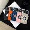 Funda para Teléfono Móvil Apple 17Promax Iphone16 Moda 15/14P de Cuero de Color Puro Casual con Marca de Fuga Succión Magnética