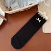 Songmu Primavera y Verano Nuevos Calcetines de Algodón para Mujer de Tubo Medio, Transpirables, Delgados, Sin Costuras, Estilo Coreano, con Borde de Encaje y Moño Hueco