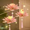 Linterna del Festival de Medio Otoño, linterna de conejo lunar de loto portátil, linterna de loto de estilo antiguo, kit de materiales DIY hecho a mano, linterna de palacio luminosa