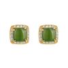 Brincos de Prata Esterlina S925 Banhados a Ouro Jades de Hetian Brincos Brincos Quadrados de Açúcar Bonitos Simples Moda Seiko Luxo Leve Alto Padrão