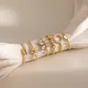 Anillos de Acero Inoxidable Chapado en Oro de 18K con Circonitas para Mujer, Estilo Europeo y Americano Elegante y Discreto, Juego de Anillos Clásicos Versátiles Apilables al por Mayor