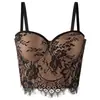 Camisola sexy de encaje con lentejuelas estilo europeo y americano, con sujetador incorporado y varillas