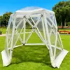 Barraca Estilo Acampamento ao Ar Livre em PVC Céu Estrelado Modelo Hubble Hexagonal Transparente 360 graus Casa Bolha Portátil para Lazer
