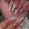 Armadura Caliente Transfronteriza para Usar Comercio Exterior Explosiones Manicura Flor Terminada Diamante Flash Chica Picante Europea y Americana Uñas Postizas Removibles