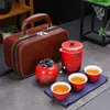 Conjunto de Chá de Viagem Couro de Alta Qualidade Bolsa de Armazenamento Portátil Conjunto de Chá Copo Expresso para Negócios Impressão de Logo de Presente