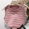 Una generación de camisola de punto a rayas diseño de verano para mujer nicho chic chica caliente abrigo corto