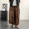 Calça masculina longa, calça 8X ultra-bulldog de perna larga com visual plissado, estilo chinês casual, tamanho G, corte solto, tamanho grande, design de calça de seda gelada