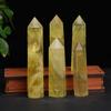 Columna de citrino natural transfronteriza caliente de punta única prisma hexagonal piedra de citrino pulida adornos de escritorio para oficina