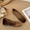 Temperamento Corte Bajo Lazo Estilo Coreano Otoño Terciopelo Cuña 2026 Zapatos Mary Jane Punta Cuadrada Zapatos de Salón Simples Estilo Nuevo Cuatro Estaciones