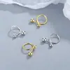 Pendientes de botón de cruz de hilo de plata de ley 925 para mujer, minimalistas, estilo Ins, diseño pequeño, pendientes con cierre de giro, pendientes