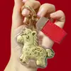 Chaveiro Dourado Riqueza Instantânea, Pingente Pequeno do Ano do Cavalo, Presente Criativo de Ano Novo, Negócios, Seguro, Banco Presente Atacado