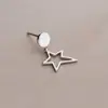 Pendientes de Plata de Ley S925 con un Diseño de Estrella Asimétrico Simple y Elegante, Moda Estilo Coreano Joyería de Plata Pura, Versátiles