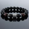 Acero Inoxidable Ojo de Tigre obsidiana cuentas negras brillantes pulsera para hombre explosiones transfronterizas cuentas de acero de titanio pulsera fabricantes mayoreo