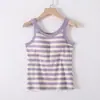 Nueva Camisola Fina de Rayas para Primavera y Verano con Copas para Mujer, Estilo Popular para Usar en Capas