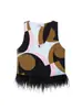 Taop&Za Novo Verão Feminino Estilo Elegante Moda Estampa de Penas Colete + Calça Flare