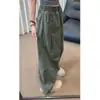 Nova coleção de outono: calças de trabalho masculinas lavadas, estilo retrô, corte solto, perna reta, cor sólida, calças compridas casuais da moda para homens