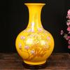 Jarrón pequeño de cerámica Jingdezhen con forma de tesoro amarillo, para sala de estar, mueble de TV, decoración del hogar, adornos.