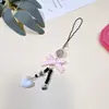 Pingente de capa de celular de laço estilo dark para menina, pingente ccd em formato de coração, porta-cartão com corrente, alça de pendurar Guban, corrente de celular versátil