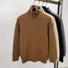 Suéter de Punto para Hombre Joven con Media Cremallera y Cuello Alto, Rayas Verticales, Manga Larga, Transfronterizo, para Primavera, Otoño e Invierno, Cálido y Grueso, Estilo Casual y Relajado