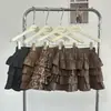 Saia de bolo com estampa de leopardo estilo coreano Ruoxin para mulheres, saia multicamadas de cintura alta, saia curta bufante que rejuvenesce, meia-saia de camurça para outono