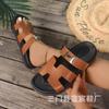2025 Verano Versión Alta Famoso de Internet Zapatillas de Segundo Tío Moda Casual Ropa de Exterior para Mujer Chanclas de una Tira con Suela Gruesa de Velcro Forma H