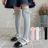 Medias Largas para Niñas por Encima de la Rodilla de Verano Finas con Lazo Grande Boca de Burbuja Medias de Princesa Medias Altas Calcetines Blancos para Niñas