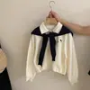 Conjunto de Otoño para Niñas 2025 Nuevo Estilo Coreano Camisa Polo Versátil Pantalones Casuales Holgados Conjunto de Tres Piezas Moderno para Niños Mayores