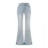 Jeans Bootcut Estilo Retro Europeo y Americano para Mujer, Nuevos Pantalones de Otoño de Cintura Alta Adelgazantes de Boca de Caballo, Elegantes Pantalones Rectos