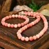 Elegante Retro Pulsera Collar de Piedra del Sol Rosa de 8 mm para Dama Joyería de Piedra Natural Regalo Joyería Transfronteriza