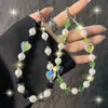 Nueva Cadena de Teléfono Móvil Corazón de Cristal Corta de Verano para Muñeca Cordón de Cuentas Colgante Llavero