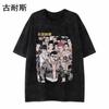 Camiseta de manga corta de algodón lavado de marca de moda oversize transfronteriza LAZADA, top holgado de verano para parejas