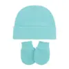 Comercio Exterior Otoño e Invierno Conjunto de Gorro y Guantes Anti-Rayaduras para Bebé Recién Nacido Gorro de Punto de Color Sólido Gorro para Bebé Suministros para Bebé