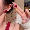 Brincos de Tarraxa Flor de Rosa Veludada Vintage, Design de Moda de Alto Padrão, Brincos de Prata para Mulheres, Doces e Elegantes, Acessórios Populares para Orelhas