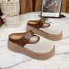 Chinelos Meia Sola Estilo Francês Baotou Feminino 2025 Verão Novo Vintage Versátil Malha Slip-on Vazado Meia Sola Bocken
