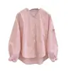 Camisa de Manga Larga con Mangas Abullonadas de Color Sólido Sencilla de Gama Alta para Mujer 2026 Nuevo Estilo Primavera y Otoño Holgado Transpirable Adelgazante