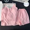 2026 Nuevo Conjunto de Pijama con Almohadilla para Sujetador Camisola de Algodón Nube para Mujer Pantalones Cortos Simples de Verano Transpirables Ropa de Casa