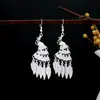 Pendientes Miao Étnicos de Borla Larga Estilo Nuevo, Pendientes Exagerados de Declaración de Moda Estilo Étnico de Plata Miao de Lujo Ligero