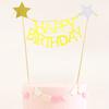 Decoración para Pastel Plug-in Oro Flash Amor Estrella de Cinco Puntas Palillo Bandera Tarjeta Decoración para Hornear Pastel de Cumpleaños