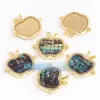 Accesorios para joyería DIY mitad plata 925 oro microincrustación concha de abulón Conector de corazón de manzana y durazno