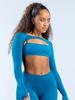 Dfyne Mismo Estilo Europeo y Americano Sexy Camisola de Tacto Nude Camiseta sin Mangas Chaleco Corto de Manga Larga Transpirable Traje Deportivo para Mujer